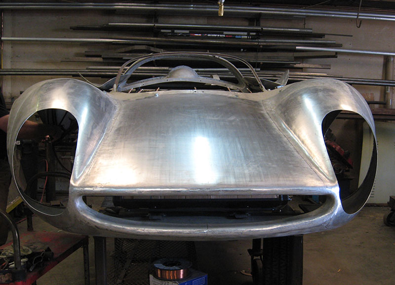 The aluminum nose section was recreated using old photographs for reference. 