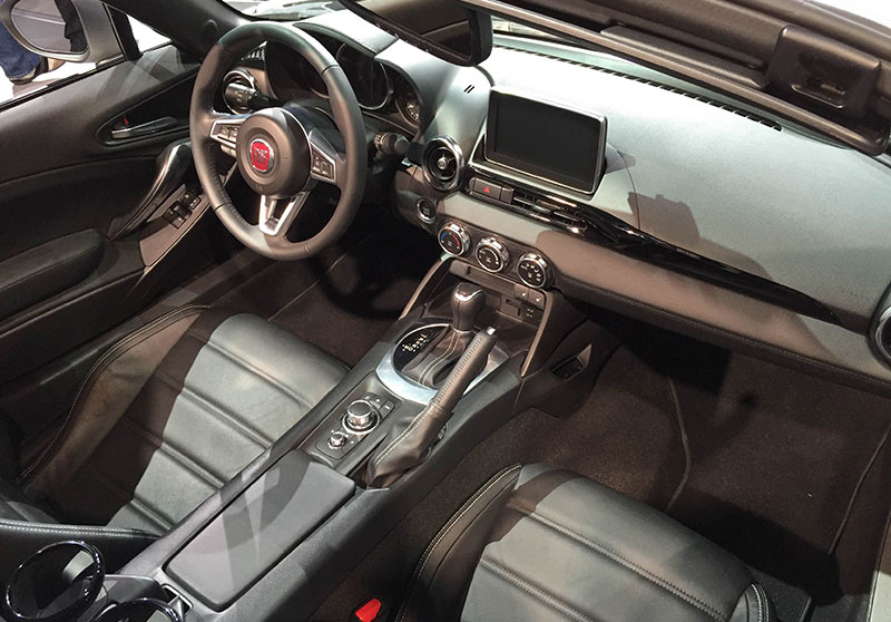 2017 Fiat 124 Spider Combines Retro Design And Modern Gear Ebay The 2017 124 Spider S Dashboard And Jog Wheel Controlled Seven Inch Lcd Infotainment System Have Been Lifted From Mx 5 Miata Along With