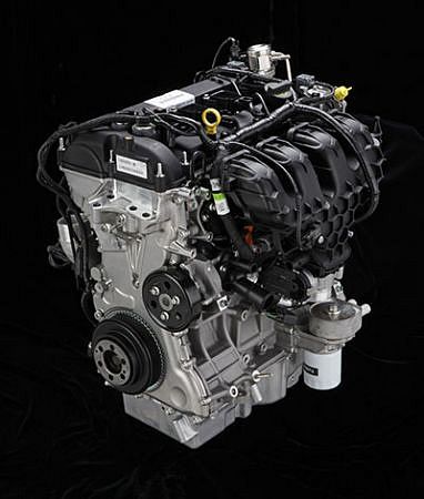 A 2.0 liter four cylinder Ecoboost turbocharged engine