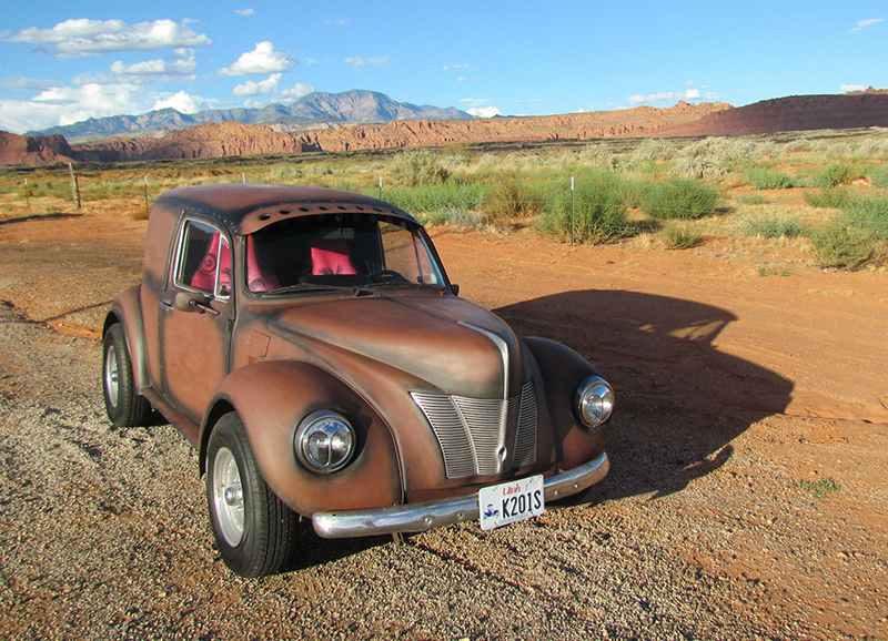 A mash-up of a 1974 Beetle and a 1940s delivery wagon