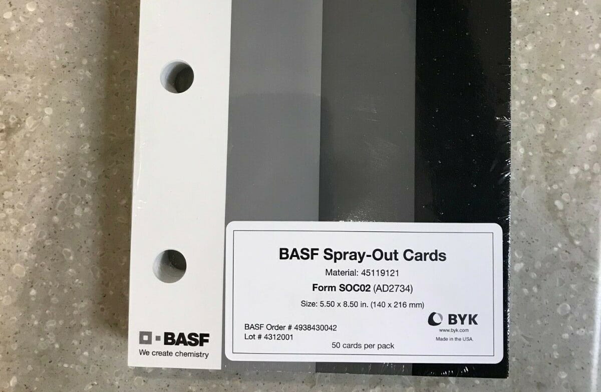 Black Speed Shape - test panel - Spray Outs