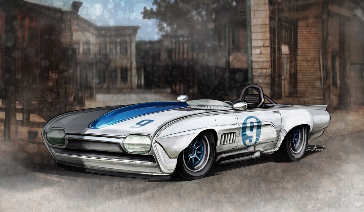 Brian Stupski's original sketch of the "Twilight Zone" 1963 Thunderbird.