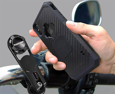 Rokform's “dual-retention locking system” is a sturdy motorcycle phone mount.