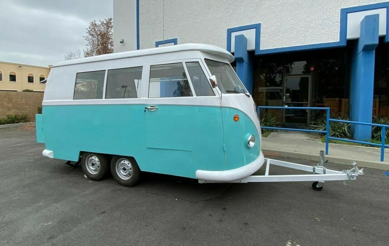 Food vending trailers come in all shapes, sizes, and styles. This VW-bus inspired trailer is sure to attract a crowd.