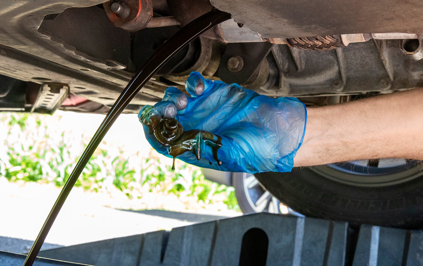 removing the oil drain plug