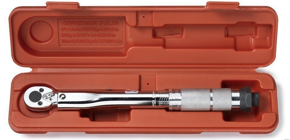 Torque wrench in storage box.